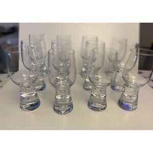 Vtg Cordials Or Liqueur Glass Controlled Bubble Thick Base Clear Bar Lot of 12